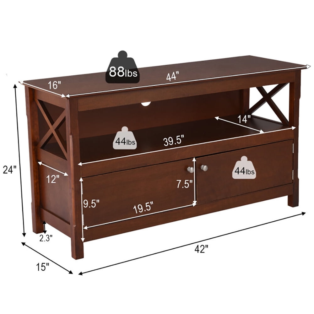 Finihen TV Stand, TV Cabinet, 44 Inch Wooden Storage Cabinet TV Stand, for Living Room, Bedroom, Brown