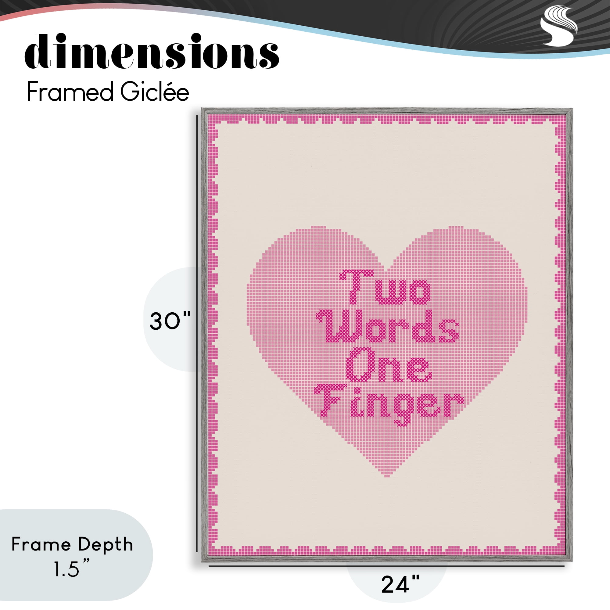 Stupell Industries Two Words One Finger Heart Gray Framed Giclee Art, design by Lil' Rue