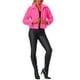 thumbnail image 2 of Chaqueta corta de pelaje sintético con cuello de solapa para mujer Inspire Chic, color rosa caliente, talla XS, 2 of 6