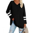 thumbnail image 3 of 2025 Clearance! Clothes under $5 asdoklhq Womens Plus Size Tops Clearance,Women's Casual V-Neck Long Sleeve Solid Loose Shirt Blouse Tops, 3 of 6