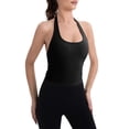 thumbnail image 2 of Women'S Halter Crop Top V Neck Workout Going Out Tank Top Sleeveless Backless Trendy Summer Camisole Black L, 2 of 8