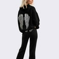 thumbnail image 2 of larppty Women's Hoodie & Jogger Set with Angel Wings Design - Soft Cotton Blend Lounge Wear（Black， S）, 2 of 9