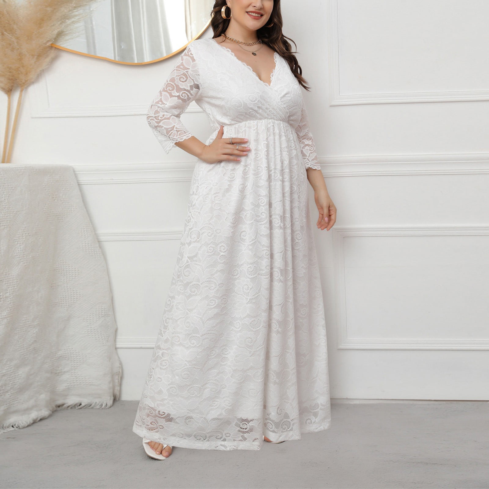 Elegant Lace Plus Size A-Line Wedding Dress with Off-the-Shoulder Sleeves -  Stella York Wedding Dresses