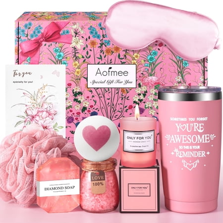 Aofmee Gift Baskets for Women 8 Pcs Rose Bath and Body Care Set Beauty Spa Birthday Mother s Day Gifts for Her Pink