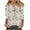 Khaki, variant on Womens Shirts under $5,Women's Casual Round Neck Button Linen Printed Three Quarter Sleeve Top White S