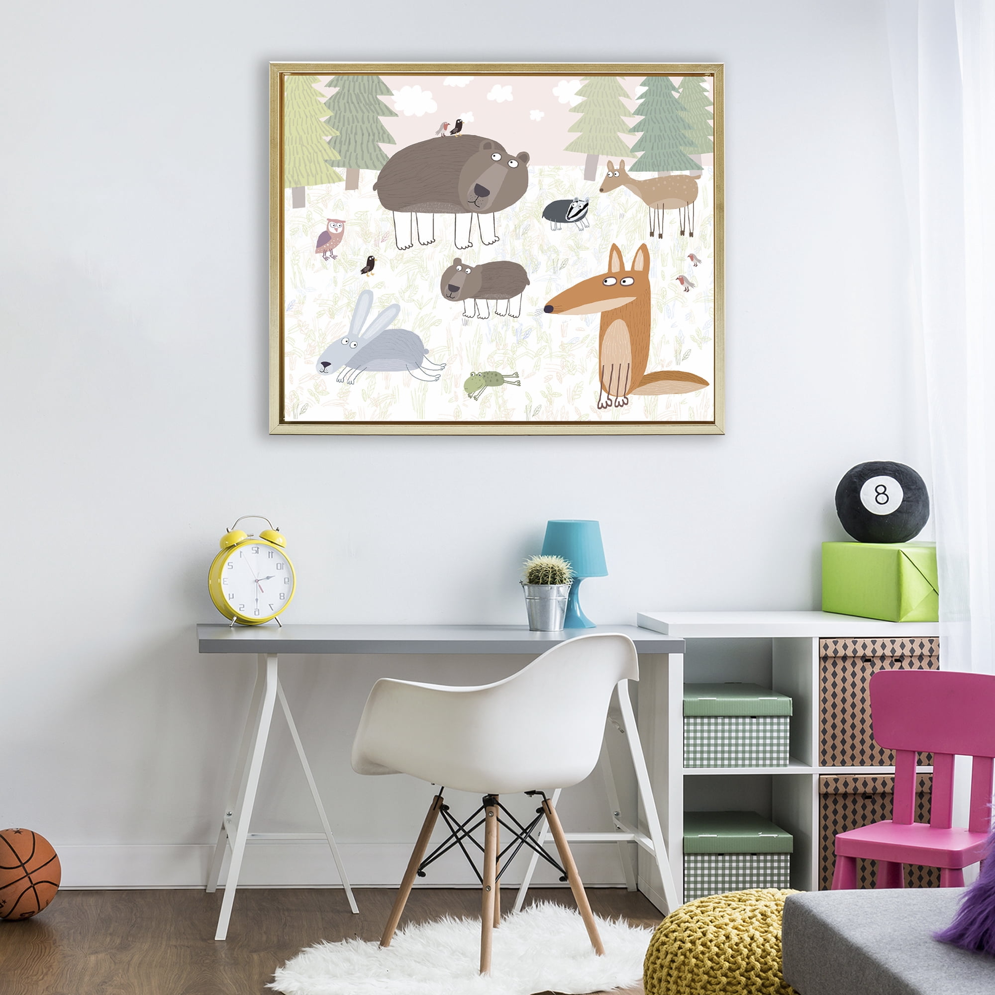 Stupell Industries Forest Animals Out and About Gold Framed Floater Canvas Wall Art, design by Carla Daly