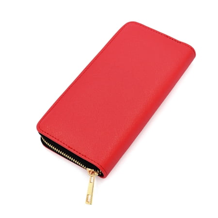 Premium Vegan Saffiano Leather Continental Zip Around Wallet - Diff Colors