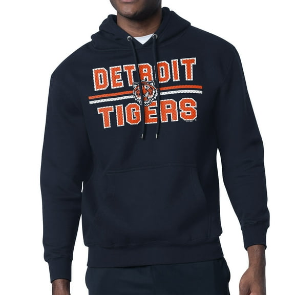 Men's Starter Navy Detroit Tigers Team Mesh Print Graphic Pullover Hoodie