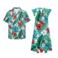 thumbnail image 4 of Uorisanigo Hibiscus Matching Couple Outfits Hawaiian Flower Husban and Wife Clothing Men's Short Sleeve Beach Shirt Size S and Midi Dress V-neck Hawaiian Dresses with Pocket, 4 of 7