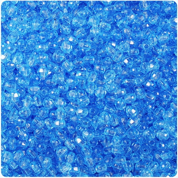BeadTin Light Sapphire Transparent 4mm Faceted Round Craft Beads (1350pcs)
