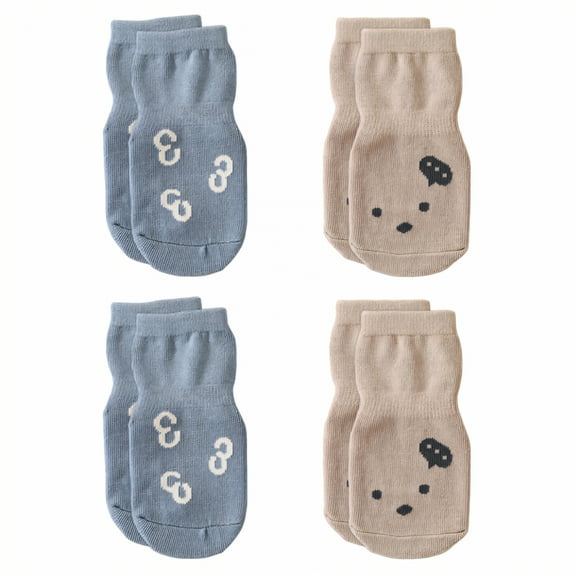 TELOLY 4Pairs Kids Socks,Suitable for All Genders Non Slip Socks,0-1 Years Old Baby Girl Socks,Combination1,S