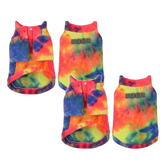 2Pack Tie Dye Dog Sweater Sweatshirt Reflective Puppy Jacket Winter Coat With D Ring Leash Soft Turtleneck Pet Vest Clothes For Small Dogs Boy Girlï¼Multicolorï¼ Pet Clothes Gift For Pet