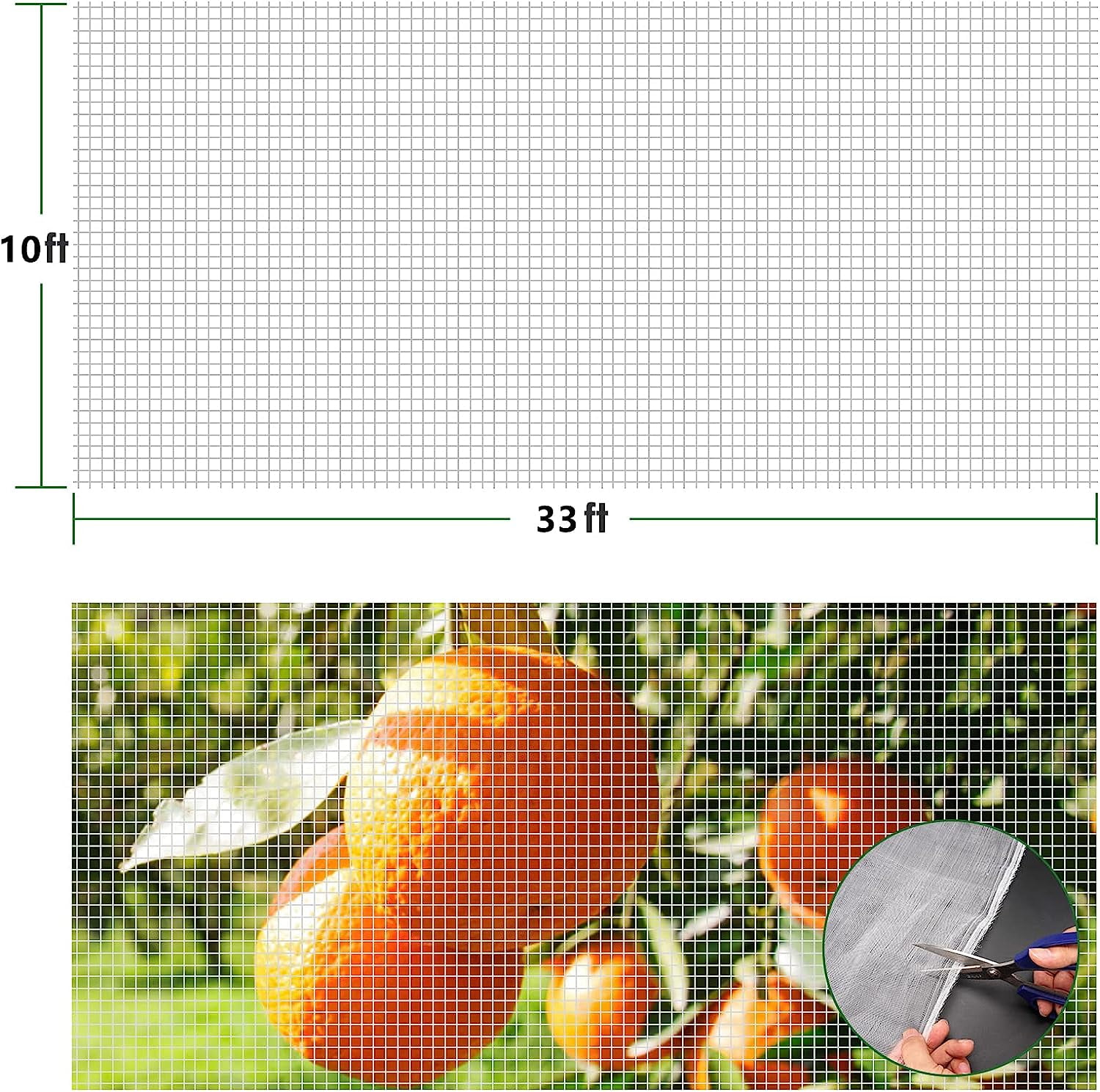 Garden Mesh Netting for Plants-10X33 FT Insect Netting for Garden,Garden Cover,Garden Bug Netting,Berry Netting,Garden Fabric Plant Cover