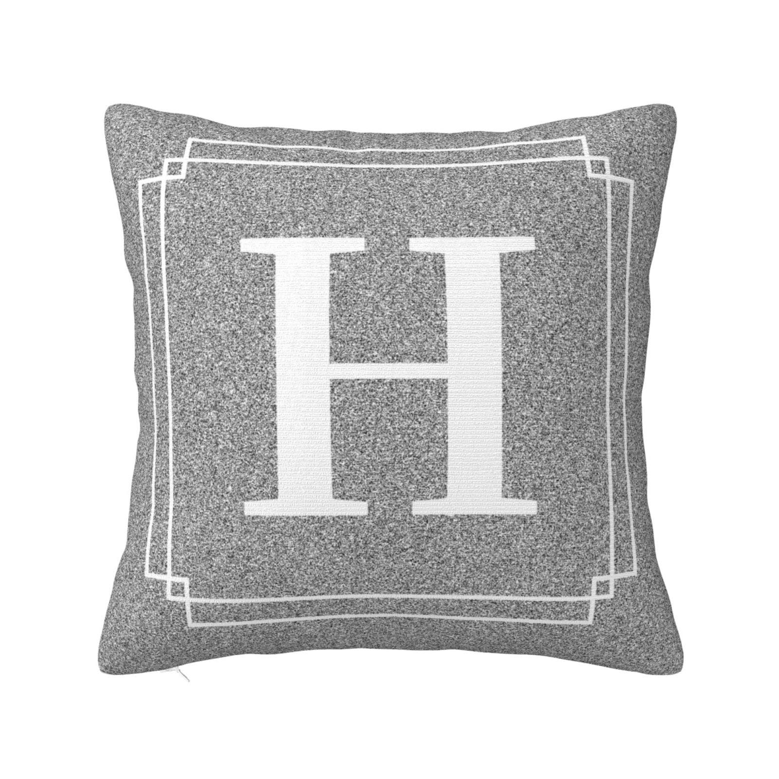 Ulloord Gray Pillow Cover English Alphabet H Throw Pillow Case Modern