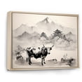 thumbnail image 2 of Designart "Cow Sumi Asian beauty I" Asian Art Floater Framed Canvas Print, 2 of 7