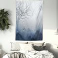 thumbnail image 3 of Forest Tapestry, Raindrops Mystic Foggy Scenery Romantic Window Water Melancholia Therapy Lonely Tree, Wall Hanging for Bedroom Living Room Dorm Decor, 60W X 80L Inches, Gray Denim, by Ambesonne, 3 of 5