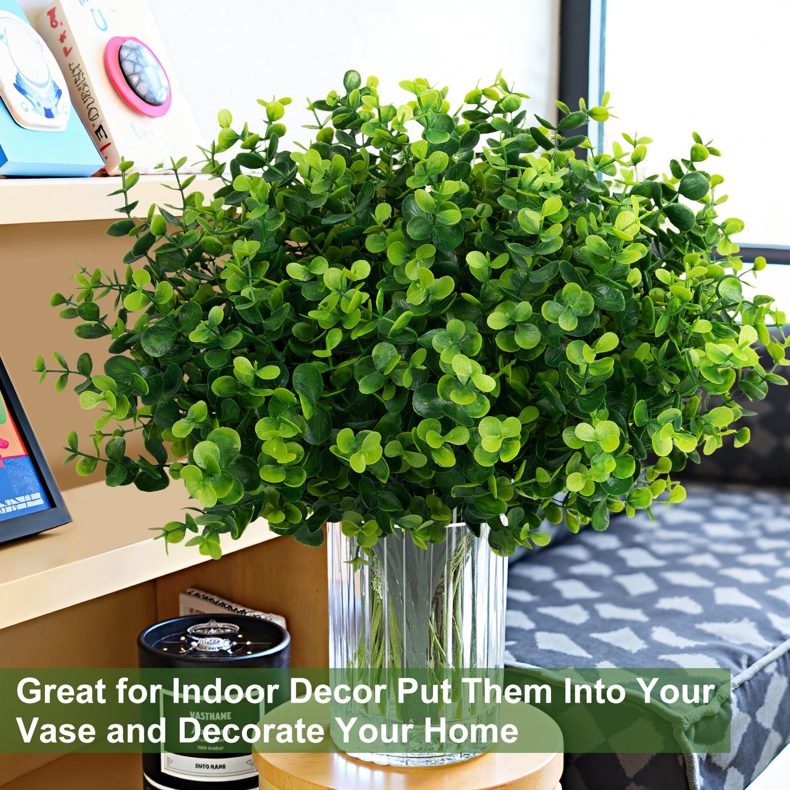 KUNPENG 20 Bundles Artificial Greenery Fake Plants for Outdoor, UV Resistant Faux Boxwood Shrubs for Window Box Porch Garden Decor, Indoor Outdoor Plastic Grass Stems for Home Office Decoration