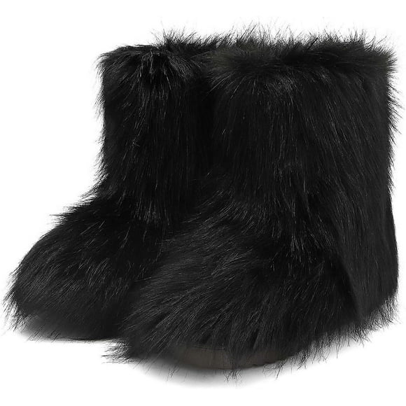 Fur Boots for Women Platform Mini Boots Y2k Snow Winter Boots Round Toe Comfortable Mid-Calf Boots Short Ankle Boots Fleece Lined Classic Ultra Outdoo