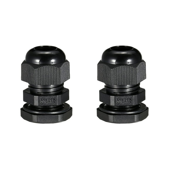 M18 Cable Gland Waterproof Plastic Conenector Adjustable Locknut Black for 5mm-10mm Dia Cable Wire 2Pcs
