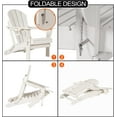 thumbnail image 6 of Nalone Folding Adirondack Chairs Set of 2, HDPE Oversized Patio Chairs with Cup Holder and Cushion, Weather Resistant for Garden, Deck, Fire Pit and Campfire(White), 6 of 7