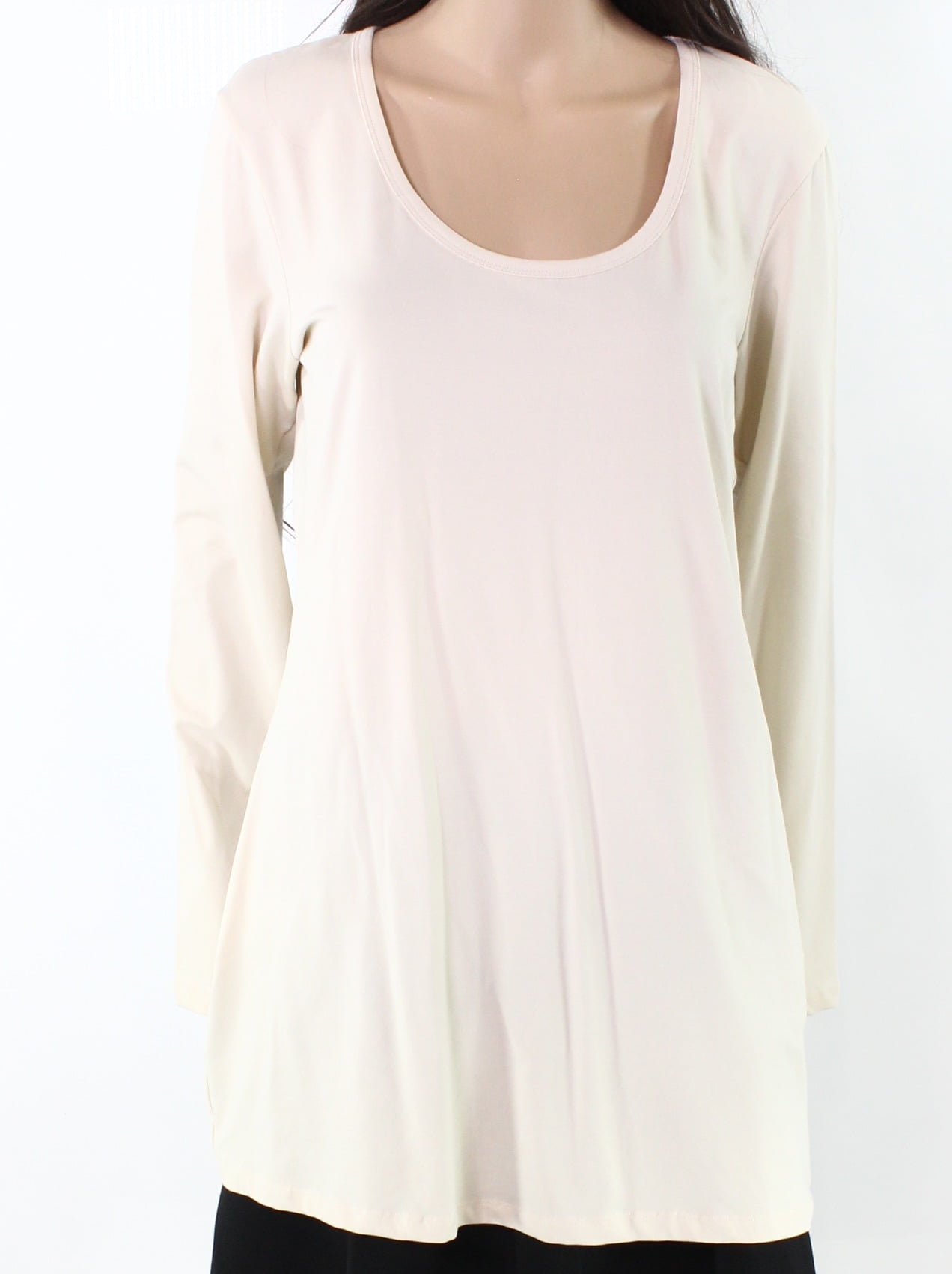 Yest - Yest NEW Beige Womens Size 14 Stretch Long Sleeve Scoop Neck Tee ...