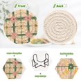 thumbnail image 4 of Yayeee 6 PCS Drink Coasters with Holder Set Woven Absorbent Round Tabletop Hot Pad, Retro Green Stars, 4 of 7
