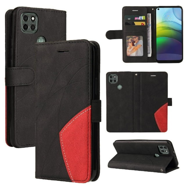 GANGXUN Flip Case for Motorola MOTO G9 Power – Leather Wallet Cover with Card Slots, Kickstand & Color Stitching Protective Folio