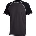 thumbnail image 1 of Men's Short Sleeve Quick Dry Swim Top Surf UV Sun Protection Swimsuit (Grayblack)L, 1 of 5