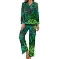 thumbnail image 1 of Elegante pijama Tropical de hojas y flores, conjunto de pijama suave de manga larga, 2 piezas, estético, patrón de primavera, regalo de ropa de dormir, 1 of 4