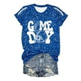thumbnail image 4 of Women Game Day Tee Funny Football Glitter Print T Shirt Casual Short Sleeve Tops Squad Sport Season T-Shirts, 4 of 5
