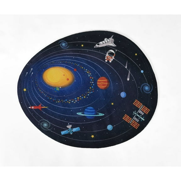 Momeni Playground Space Blue Kid Rug 4' X 4'4"