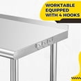 thumbnail image 4 of YUSAZENS 36 x 24 x 35 Inch Double Layer 0.7mm Thick Stainless Steel Workbench, Stationary Utility Table with Side Hooks, No Casters, with Rear Back Panel, 4 of 6