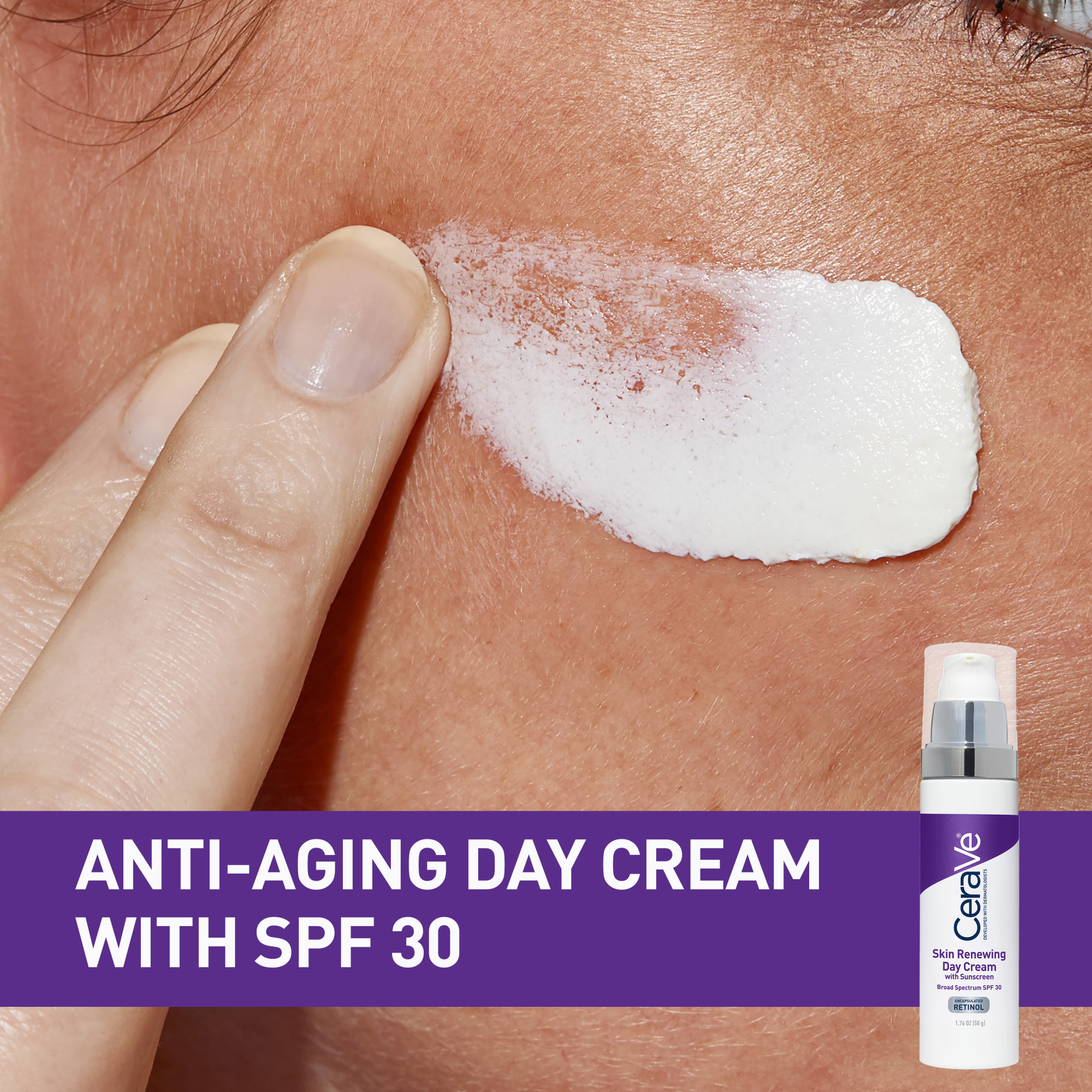 CeraVe Skin Renewing Anti Aging Retinol Cream, Face Moisturizer with SPF 30 1.7 fl oz - image 3 of 10