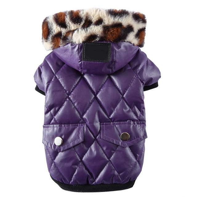 Dogs Coat Comfortable Easy Put On Stylish Cold Weather Dog Pet Jacket with Faux Fur Collar for Winter Purple XL