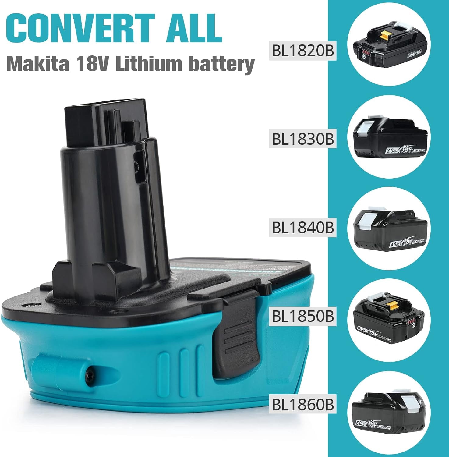 DCA1820 Battery Adapter for Ma*kita 18V Compatible with Ma*kita Lithium Battery Convert for De*Walt CA1820 18V DC9180 DC9096 Tool Use