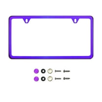 KA Depot Two Holes Slim Purple Chrome Mirror License Plate Frame T304 Stainless Steel   Metal Screw Caps