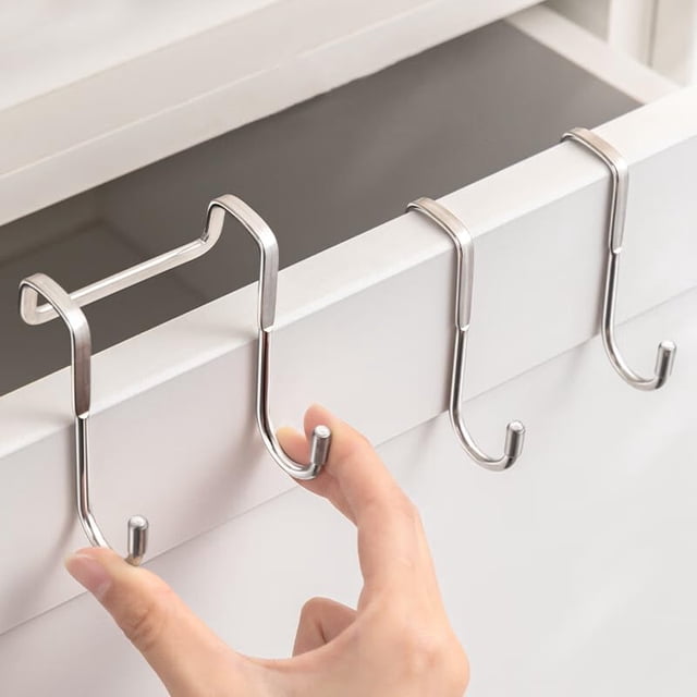 PRINKROOMY Ganchos dobles de acero inoxidable para colgar sobre la puerta, 6 piezas