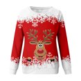 thumbnail image 4 of Women's Christmas Printed Round Neck Sweatshirt, Long Sleeve Casual Pullover Top, Raglan Sleeve Holiday Graphic Fall Winter Clothes,Red,3XL, 4 of 7