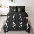 thumbnail image 3 of Homewish Funny Skeleton Bedding Comforter Set 7pcs, Gothic Cartoon Skull Queen Bedding Sets, Teens Kids Boys Girls Reversible Queen Sheet Sets, Super Cozy Room Decor, 3 of 8