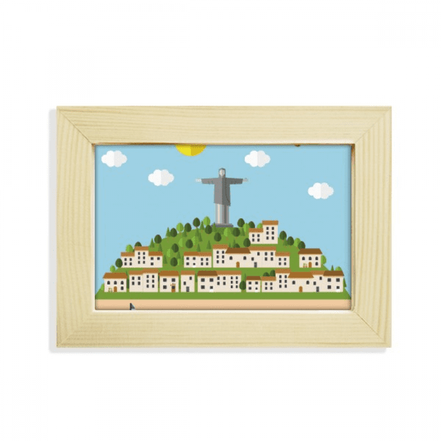 El monte Corcovado Fire Balloon Brasil Escritorio de madera Arte Pintura 5x7 pulgadas marco de foto foto