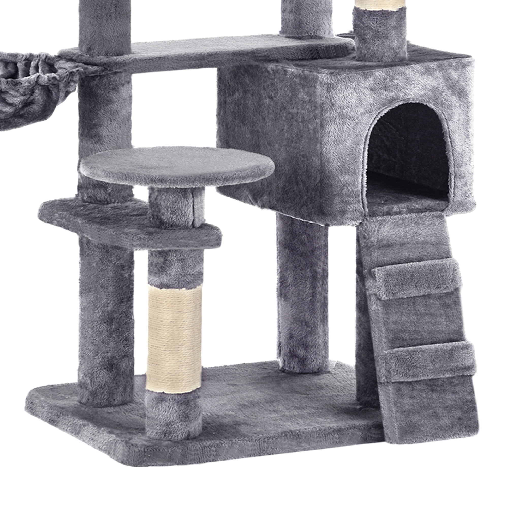 Uforic 70.8" Cat Tree Tower for Indoor Cats,Multi Level Play Tower Condo  with Scratching Posts&Cozy Basket, Light Gray