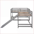 thumbnail image 5 of Full & Twin Size Pine Wood L-Shaped Bunk Bed with Slide & Short Ladder, Gray - No Box Spring Needed, 5 of 13