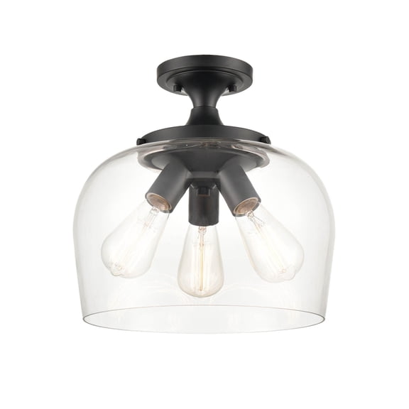 9713-MB Millennium Lighting Ashford - 3 Light Semi-Flush Mount-11.5 Inch Tall and 13 Inch Wide-Matte Black Finish