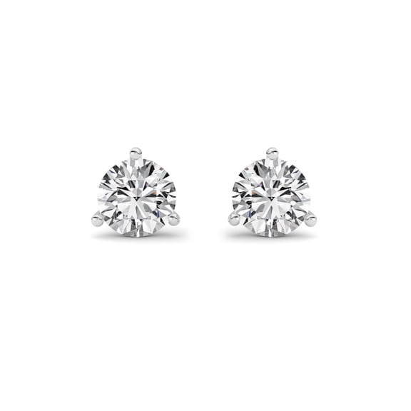 Fireborn 0.75Cttw Round Shaped Lab Grown Diamond (G/VS) Three Prong Martini Stud Earrings in 14K White Gold