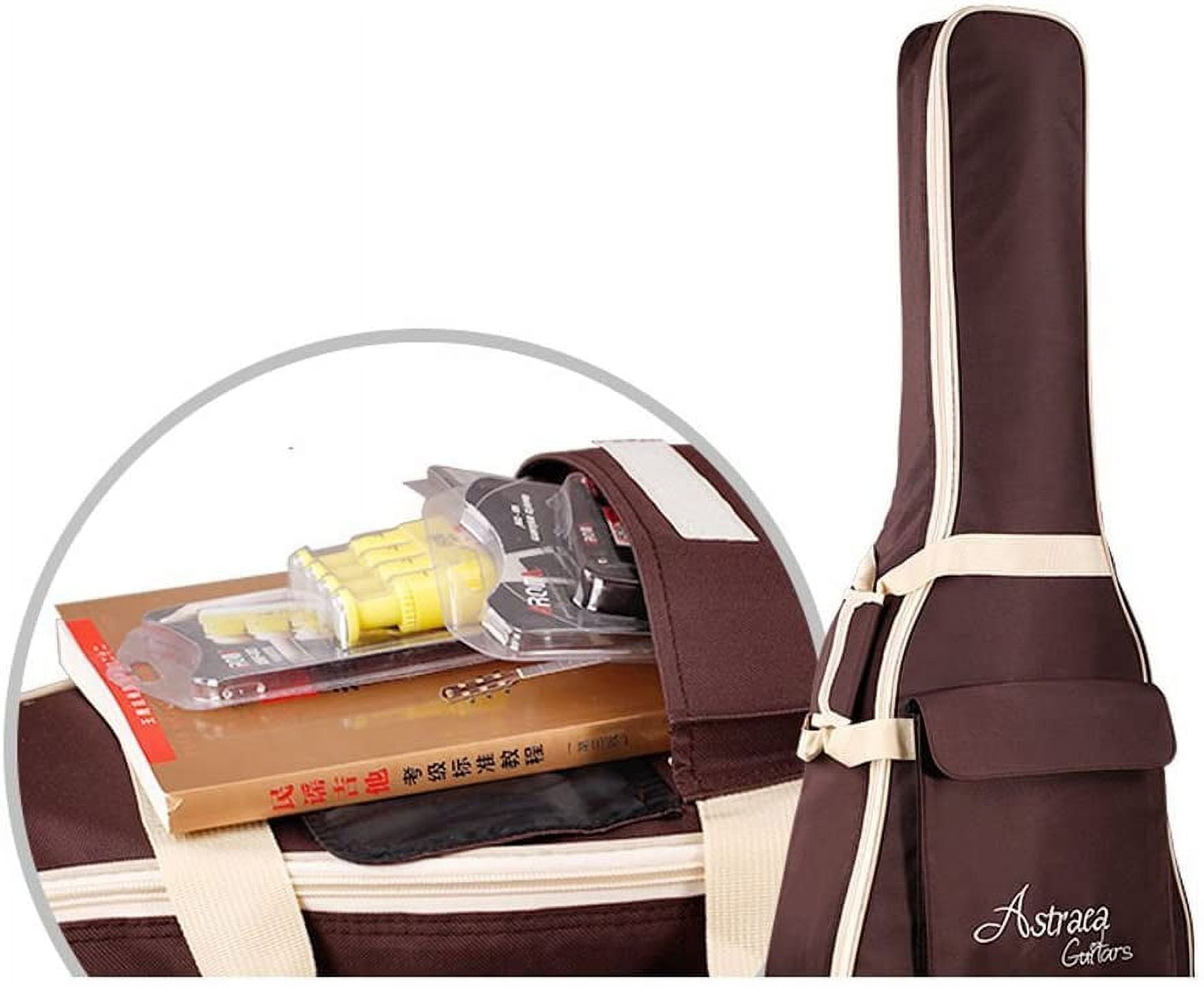 SHANNA 40 41 Inch Acoustic Guitar Bag Waterproof Thicken Padded Bag Advanced Guitar Case with Double Strap and Outer Pockets (Brown)