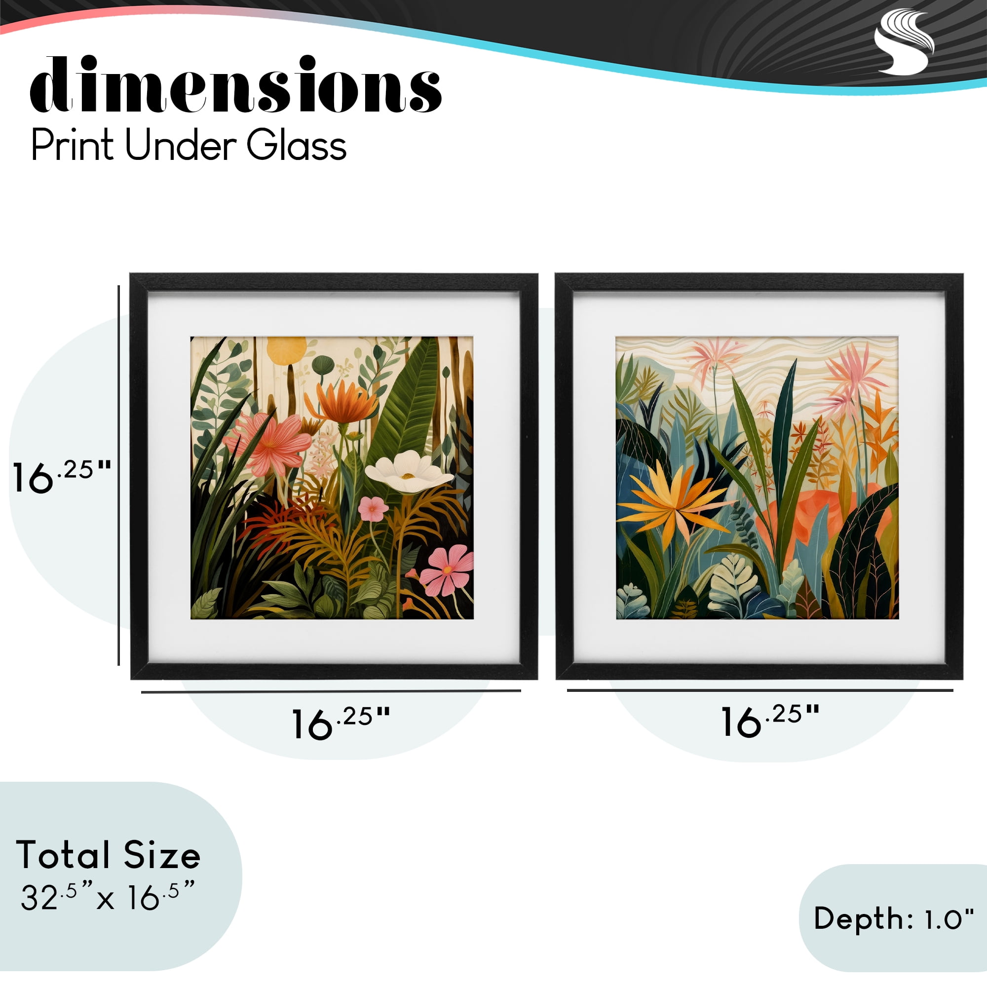 Stupell Industries Botanical Embrace Blooms 2 Piece Black Framed Print Under Glass Set, design by Lazar Studio