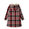 thumbnail image 7 of FDGIU Women's Plaid Flannel Sherpa Lined Hooded Shacket - Warm Jacket for Casual Outdoor Activities, 7 of 7