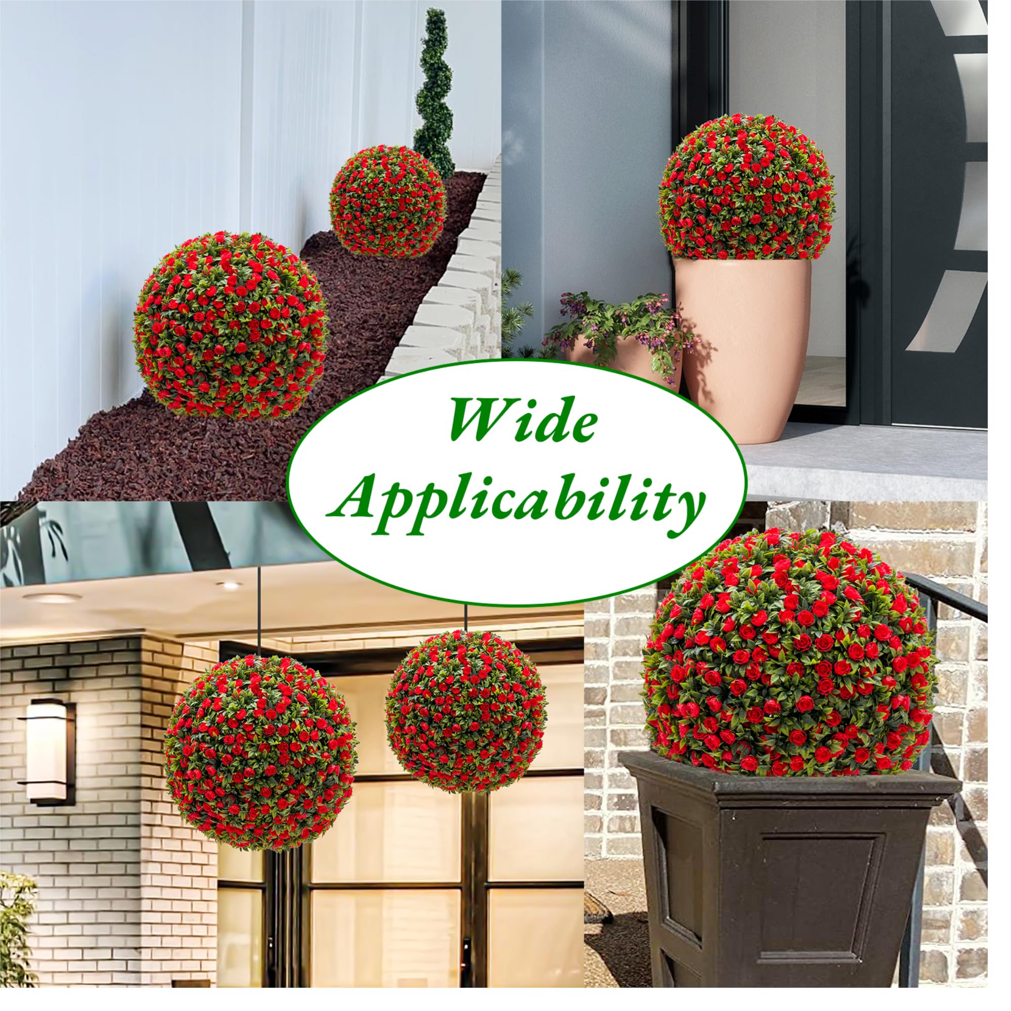 2 PCS 15/17/21 inch Artificial Plant Topiary Ball,Flower Topiary Ball Decorative Balls for Backyard,Balcony,Garden,Wedding and Home Décor