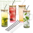 thumbnail image 4 of 4 Pack Glass Tumbler Cups with Handle, 24 oz Mason Jar with Lids and Straws, Reusable Travel Coffee Mug Drinking Glasses for Iced Coffee, Smoothies, Beer, Juice and Bubble Tea, Gift, 4 of 8