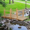 thumbnail image 3 of Gymax 5Ft Garden Wooden Bridge Decoration Backyard Pond w/ Safety Rails Natural, 3 of 6